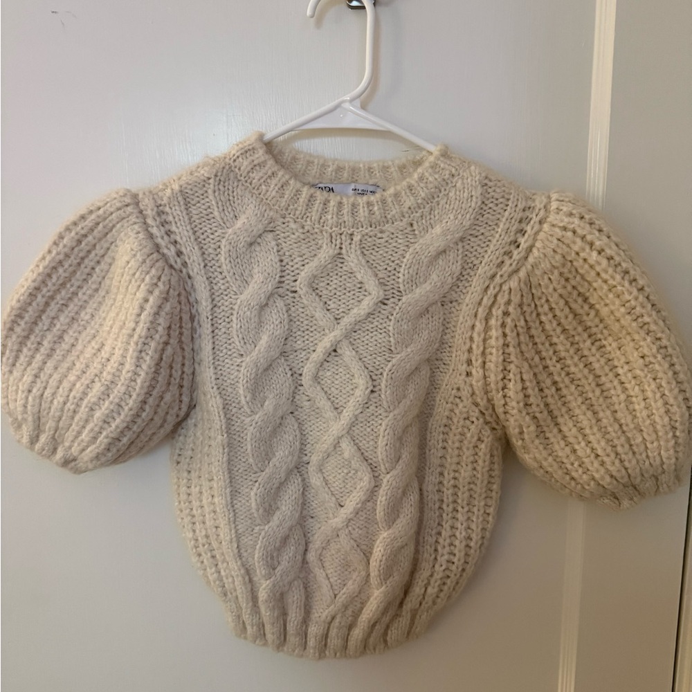 Zara Cream Cable Knit Sweater